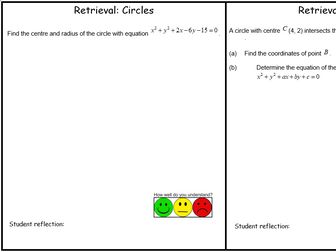 A Level Maths: Circles retrieval sheet