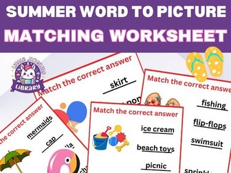 Early Finishers Activities Summer Matching Game: Word to Picture