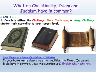 Christianity, Islam, Judaism : Abrahamic Religions