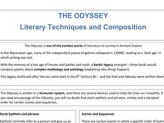 OCR J199/21 - Content of the Homeric World, Literature: The Odyssey, literary techniques