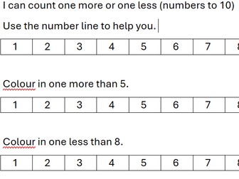 Y1 One more or one less than - numbers to 10 Differentiated