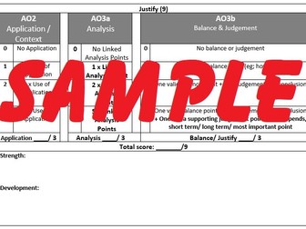 GCSE Business Exam Question Structure / Feedback Sheets (Edexcel)