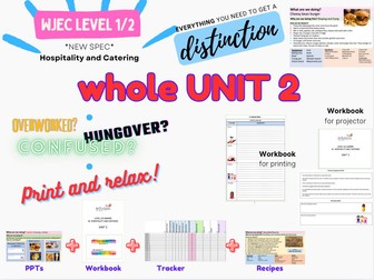 WJEC Level 1/2 Hospitality and Catering NEW SPEC - WHOLE UNIT 2