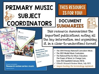 Model Music Curriculum & More, summarised to save you time.