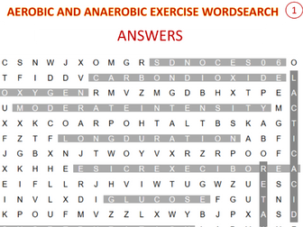 AQA GCSE PE AEROBIC & ANAEROBIC WORDSEARCHS