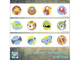 Print Your Own Rainforest Animals Display Borders
