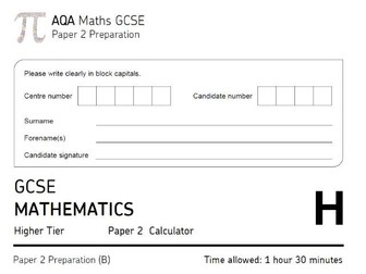 AQA GCSE Maths Higher "Predicted" Paper 2 (2019) - Paper B