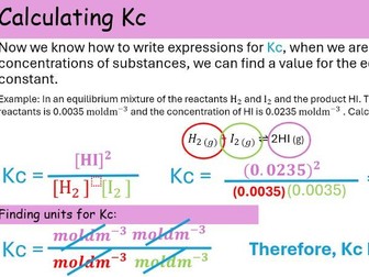 WJEC A level Chemistry 3.8 Equilibrium constants powerpoint lesson for entire topic