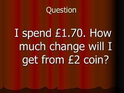 Bingo - Change from £1, £2, 10p, 20p, 30p