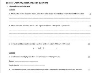 GCSE Edexcel combined science chemistry paper 2 revision questions