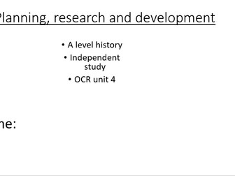 Planning, research and development booklet. OCR independent study.