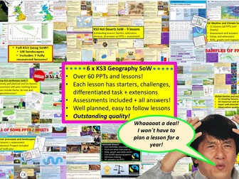 ALL OF MY KS3 GEOGRAPHY RESOURCES!!! 7x SoW/75+ lessons! Rivers, rainforests, biomes, deserts, weather AND UK landscapes all for £12.99!