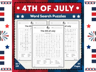 4th of July Word Search Puzzles : Engaging Independence Day Activity Sheets