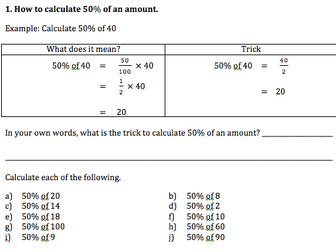 Tricks for calculating basic percentages - 1