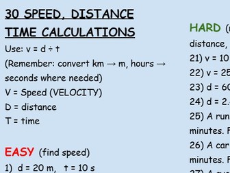 Speed, distance, time calculation practice