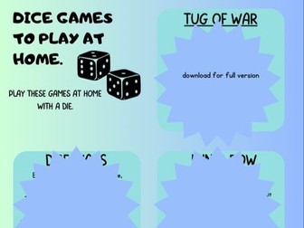 Dice games for Year 1 to Year 3