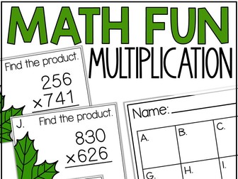 3 digit by 3 Digit Multiplication Practice 3rd 4th 5th Grade