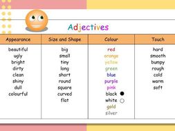 Object Adjectives Word List | Teaching Resources