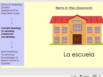 Spanish My School Topic Lesson 1