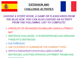 Extension Activities for stretch and challenge in MFL