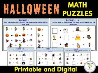 Halloween Math Logic Puzzles | Equation Picture Puzzles |