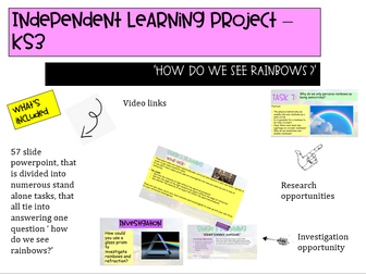 KS3 COVID independent learning project 'How do we see rainbows?'