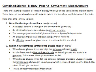 AQA Combined Science Biology Paper 2 Sample Questions and Model Answers