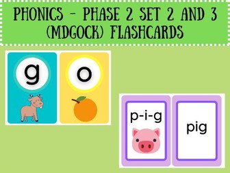 Phonics M,D,G,O,C,K Flashcards Pack