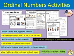 ordinal numbers and words worksheets activities teaching resources