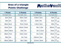 Area of a triangle Points Challenge worksheet