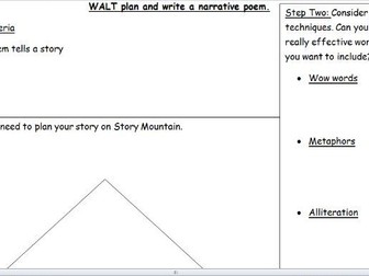 Narrative poetry planning frame and success rubric