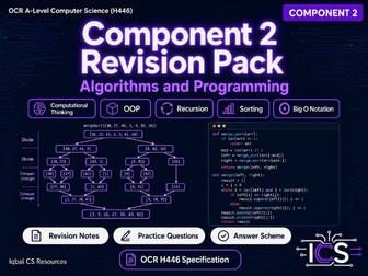 OCR A-Level Computer Science Component 2 (H446/02) Complete Revision Pack — Lesson Notes, Worksheets