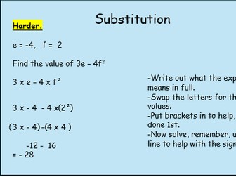 Algebra-Simplifying expressions and Substitution- Foundation GCSE