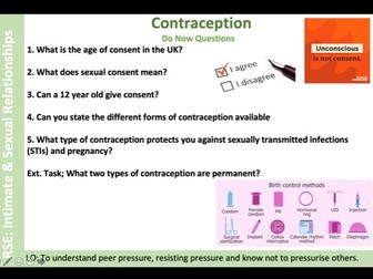 Contraceptives and Consent - Year 9