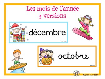 Les mois de l'année  (French months Of The Year)