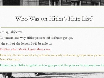 AQA Democracy and Dictatorship: Hitler's Hate List