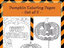 Pumpkin Coloring Pages (Set of 5)