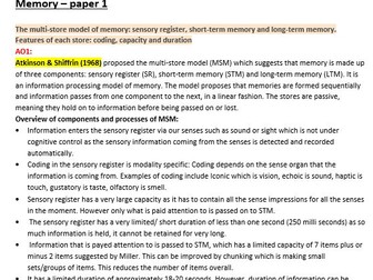 A level psychology AQA memory