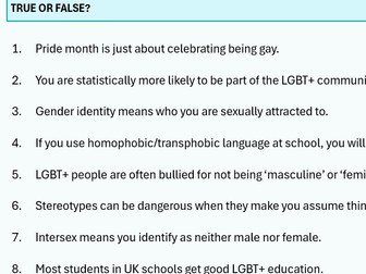 PSHE LGBT Pride History Month Stereotypes
