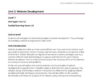 Unit 3 (Website Development) LAA: Pearson Level 3 AAQ Information Technology