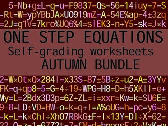 SELF GRADED ONE STEP EQUATIONS - AUTUMN BUNDLE