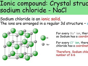 WJEC A level Chemistry 1.5 Solid structures powerpoint lessons for entire topic