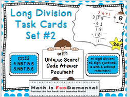 Long Division Task Card Set #2 - w/ unique answer code - 4.NBT.B.6