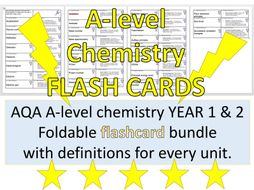 A-level chemistry definitions FLASHCARD bundle Year 1 and 2