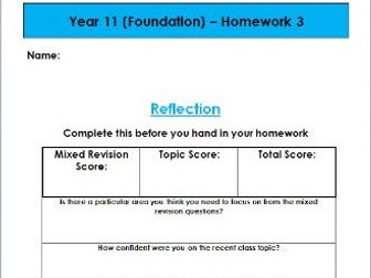 Indices - Edexcel KS3/KS4 Homework (Foundation)