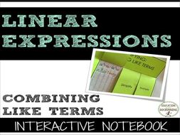 Simplifying Expressions by Combining Like Terms Interactive Notebook