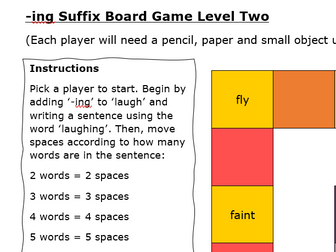 -ing Suffix Board Game Level Two - KS1 Word Reading
