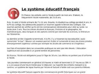 Le Système éducatif Français Listening And Transcript