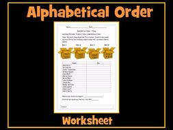 Alphabetical Order Worksheet | Teaching Resources
