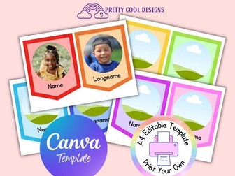 Canva Template Rainbow Photo Bunting | Editable Display for Teachers | Printable Template